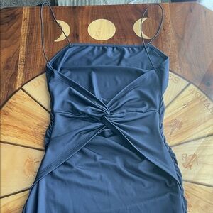 Navy Blue Twist-Back Dress